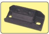 Black metal bracket on yellow background.